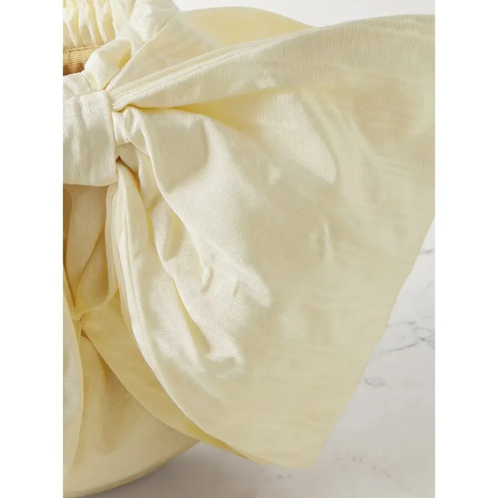 Loeffler Randall Sierra Bow Detailed Moire Tote Clutch Bag Ivory White Bridal